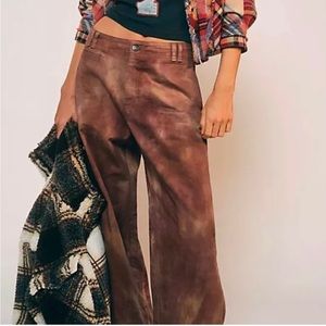 Free People Brown Tie Dye Painters Pants
